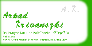 arpad krivanszki business card